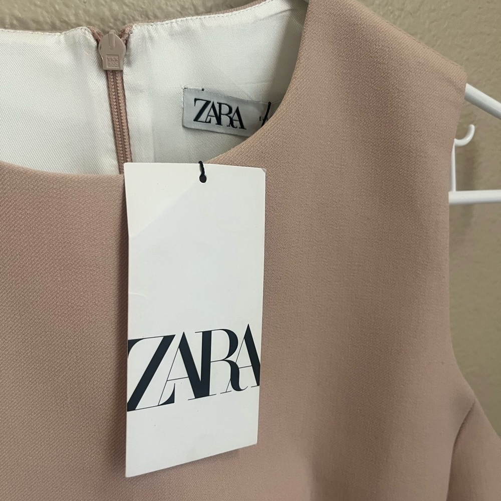 Zara Voluminous Short Dress in Beige-pink size Small - Picture 4 of 5
